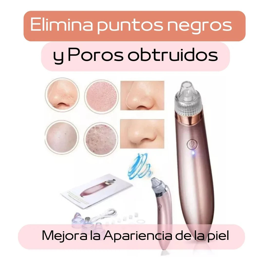 Extractor de Puntos Negros Recargable - Elimina impurezas de la piel - Incluye 4 cabezales GRATIS